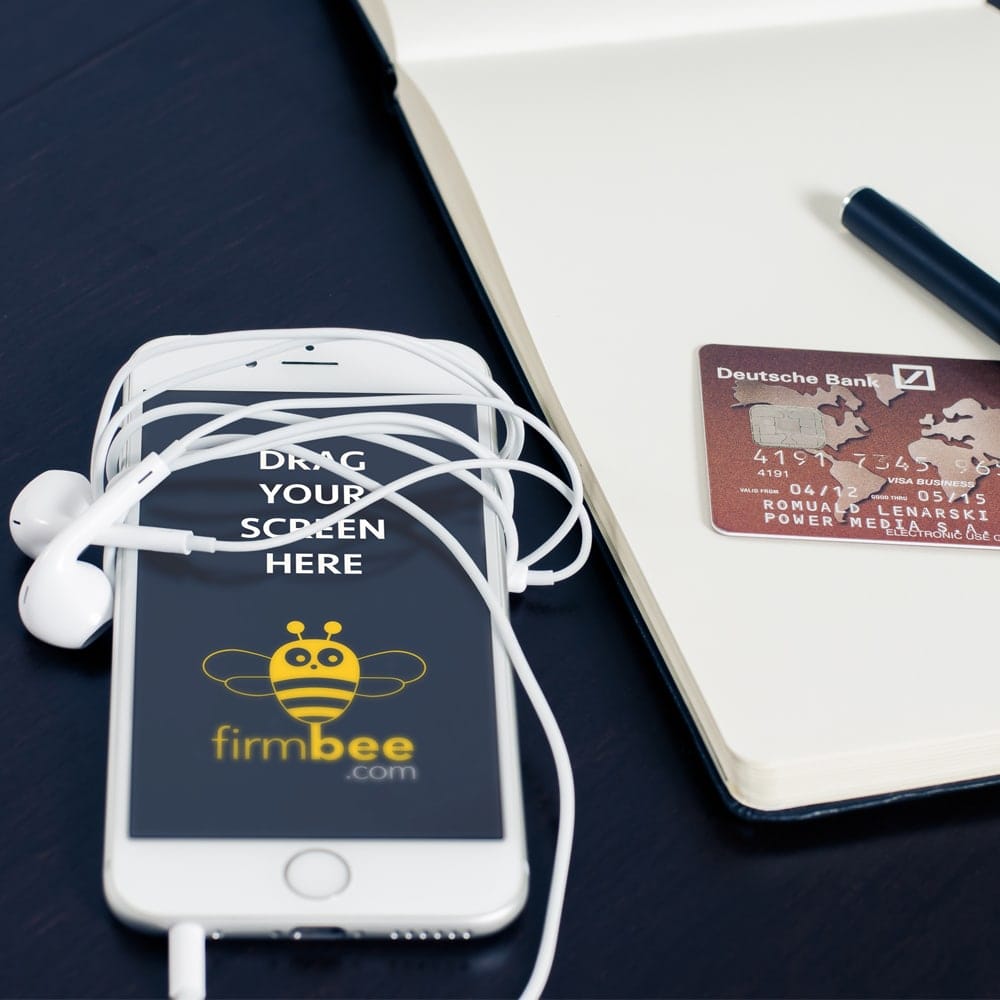 iPhone Notebook And Visa Card Free Mockup PSD