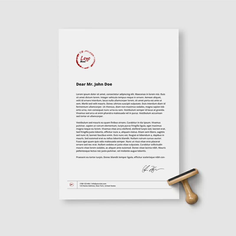 A4 Paper Sheet with Stamp Free Mockup