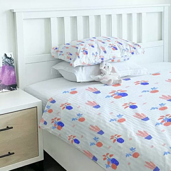 Bed Linen In Kids Room Mockup