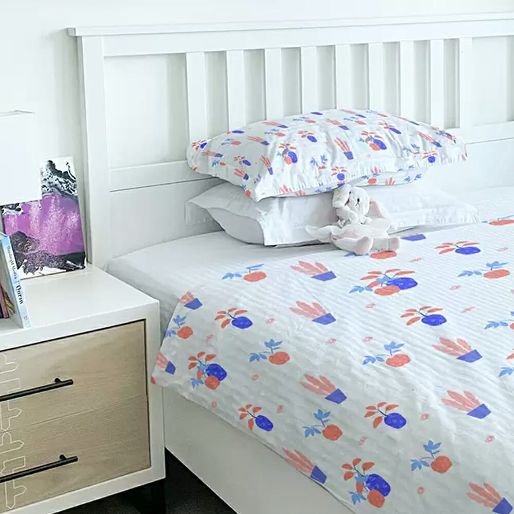 Bed Linen In Kids Room Mockup