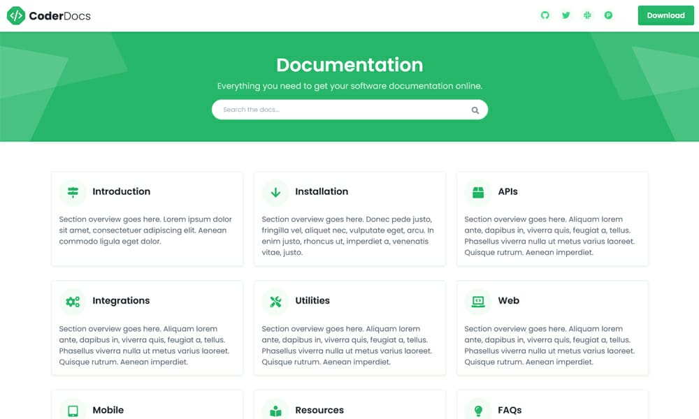 CoderDocs - Free Bootstrap 5 Documentation Template