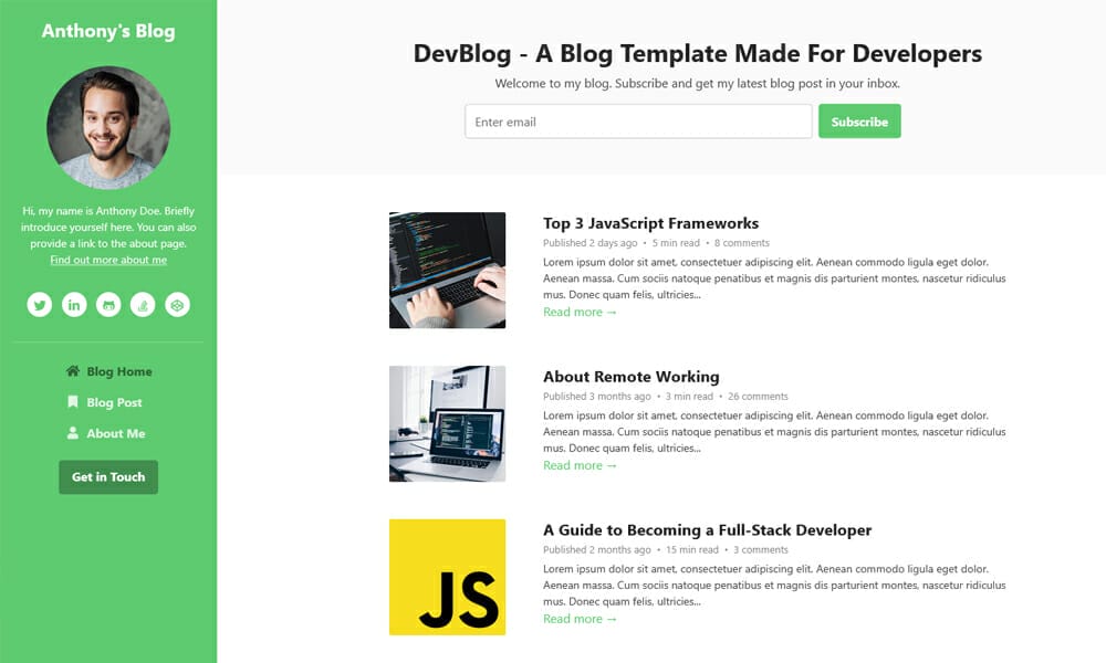 50+ Free Bootstrap 5 Templates » CSS Author