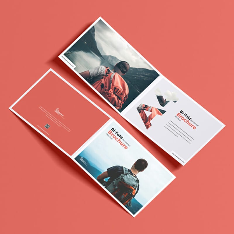 Free A4 Bi-Fold Horizontal Brochure Mockup