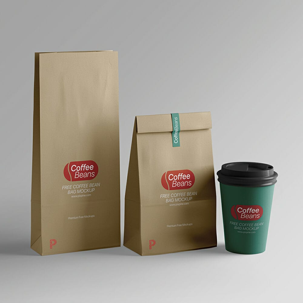Free Coffee Bean Bag Mockup