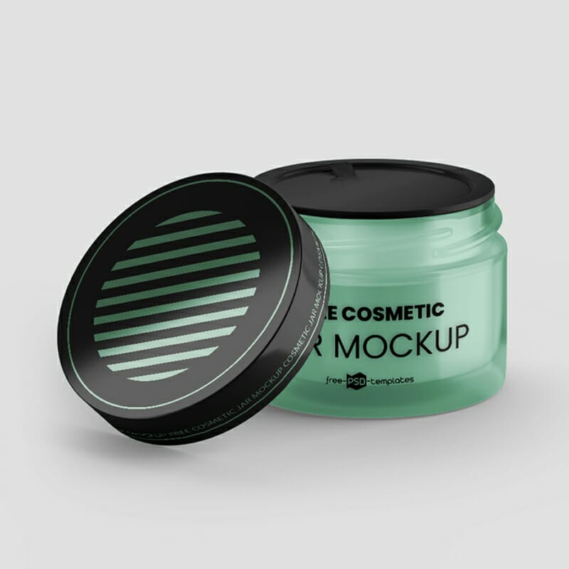 Free Glass Cosmetic Jar Mockup