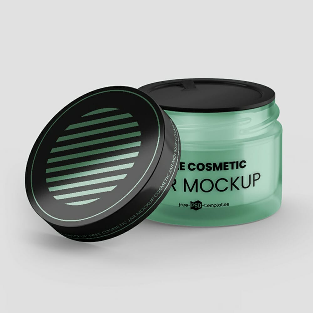 Free Glass Cosmetic Jar Mockup