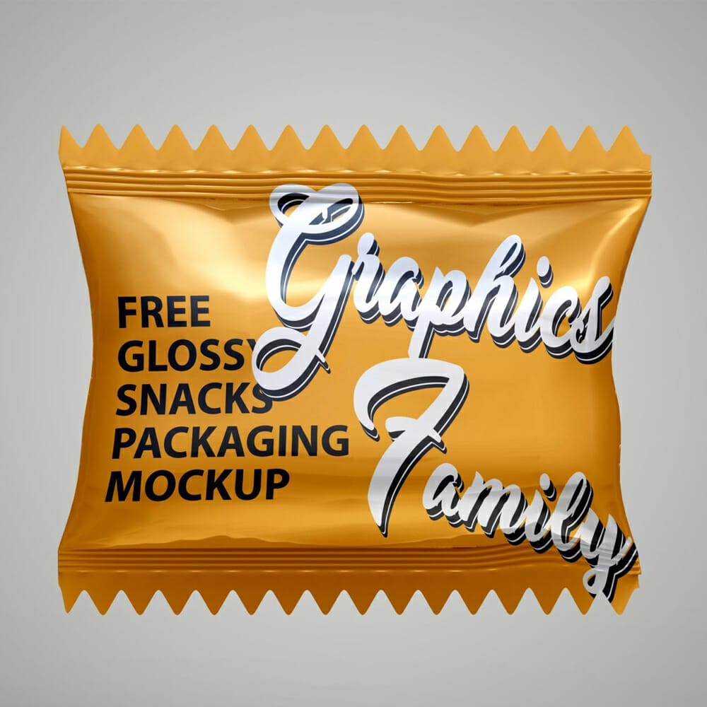 Free Glossy Snacks Packaging Mockup