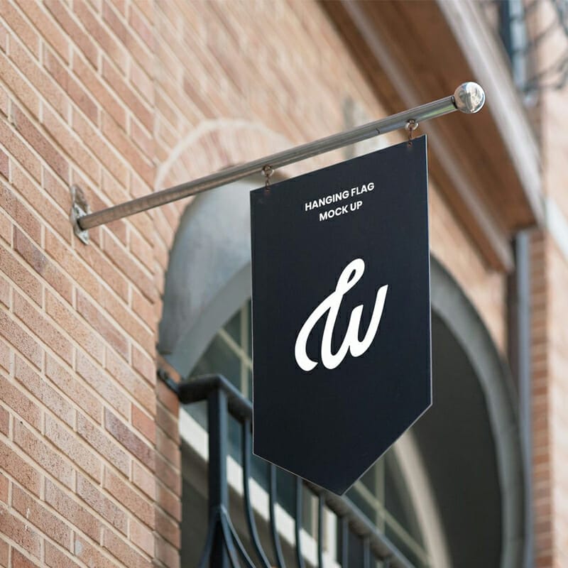Free Hanging Flag Mockup PSD
