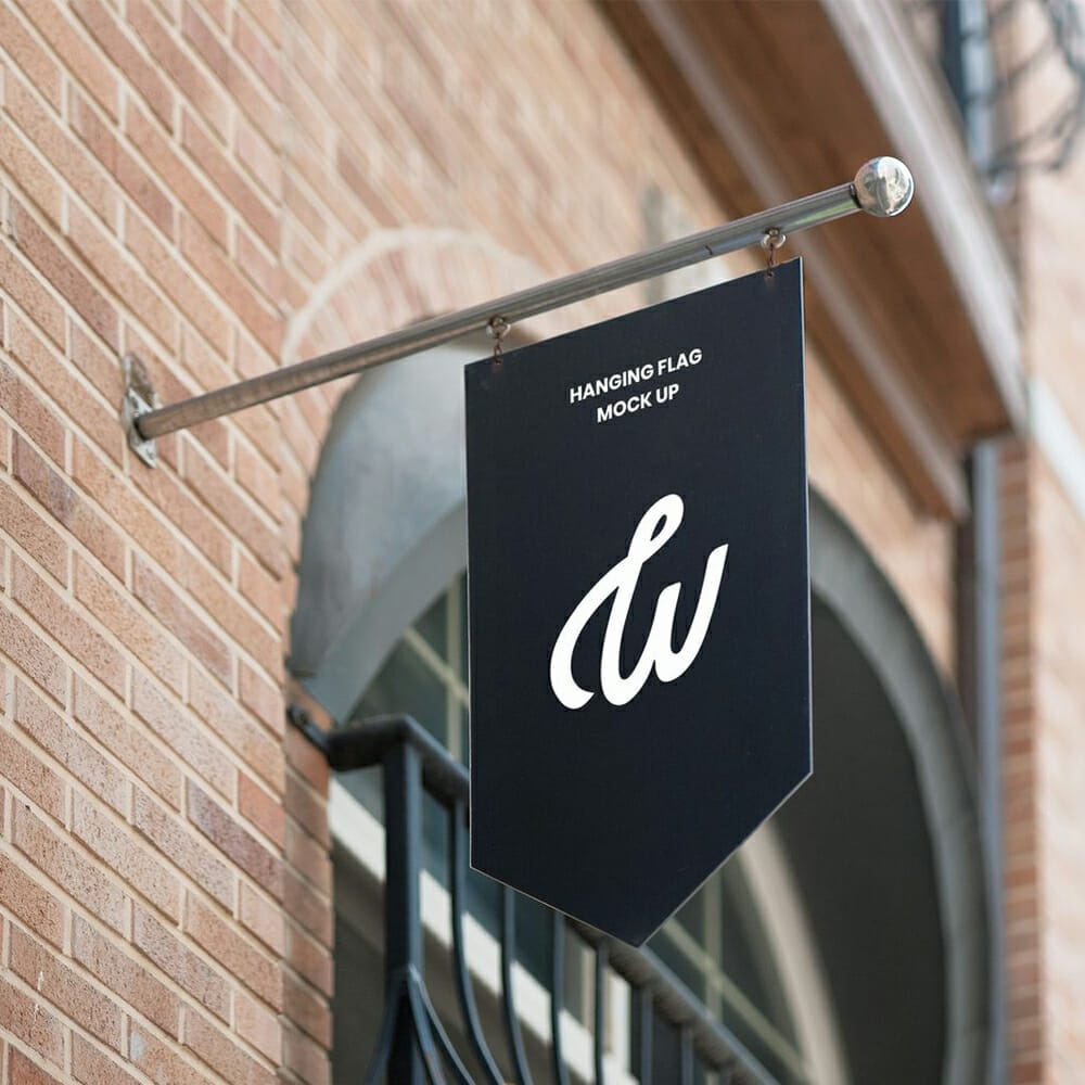 Free Hanging Flag Mockup PSD