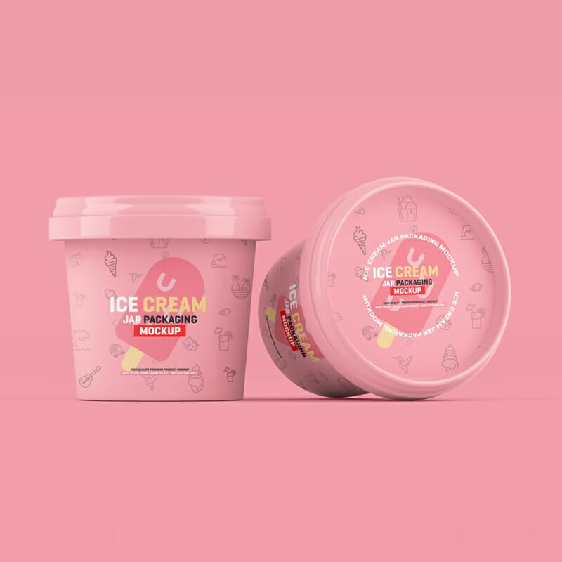 Free Ice Cream Jar Packaging Mockup