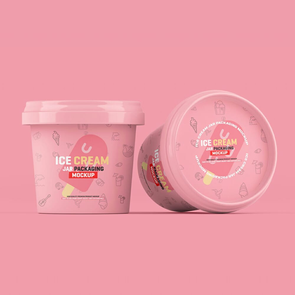 Free Ice Cream Jar Packaging Mockup