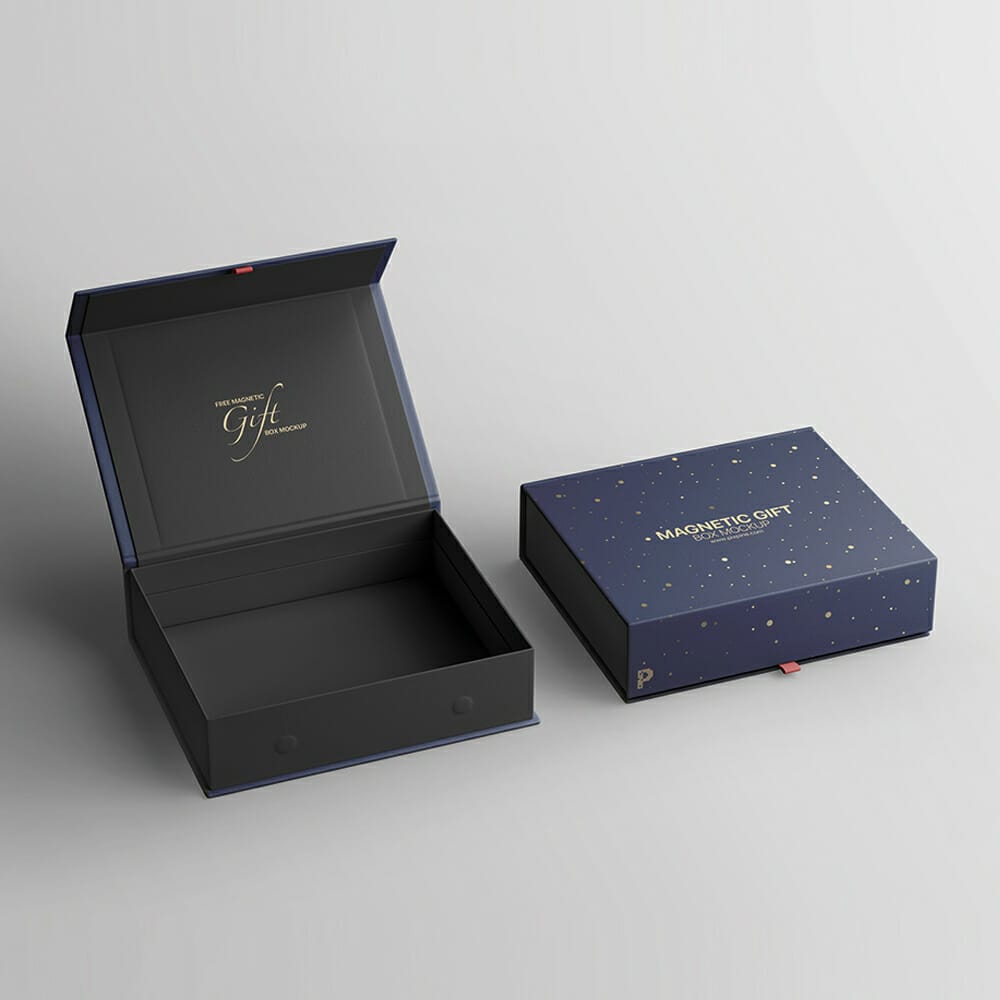 Free Magnetic Gift Box Mockup