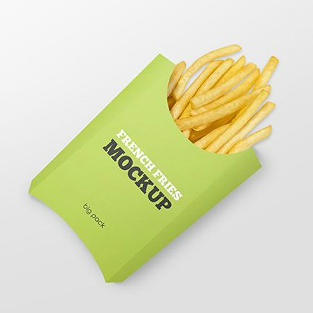 Free Paper French Fries Box Mockup