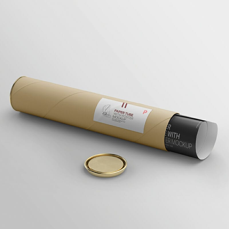 Free Paper Tube with Poster Mockup