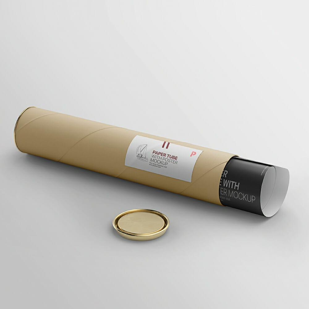 Free Paper Tube with Poster Mockup