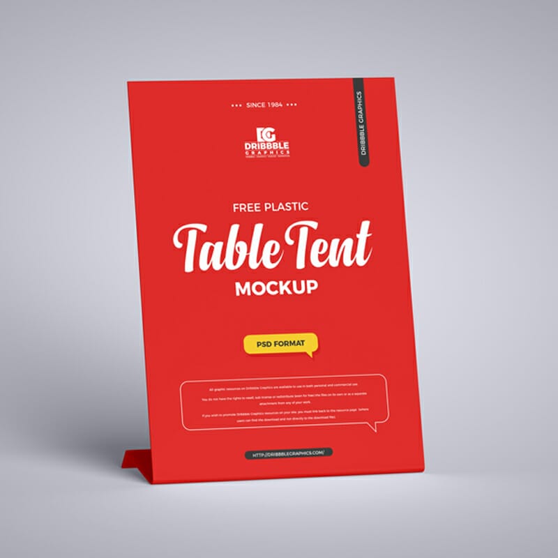 Free Plastic Table Tent Mockup