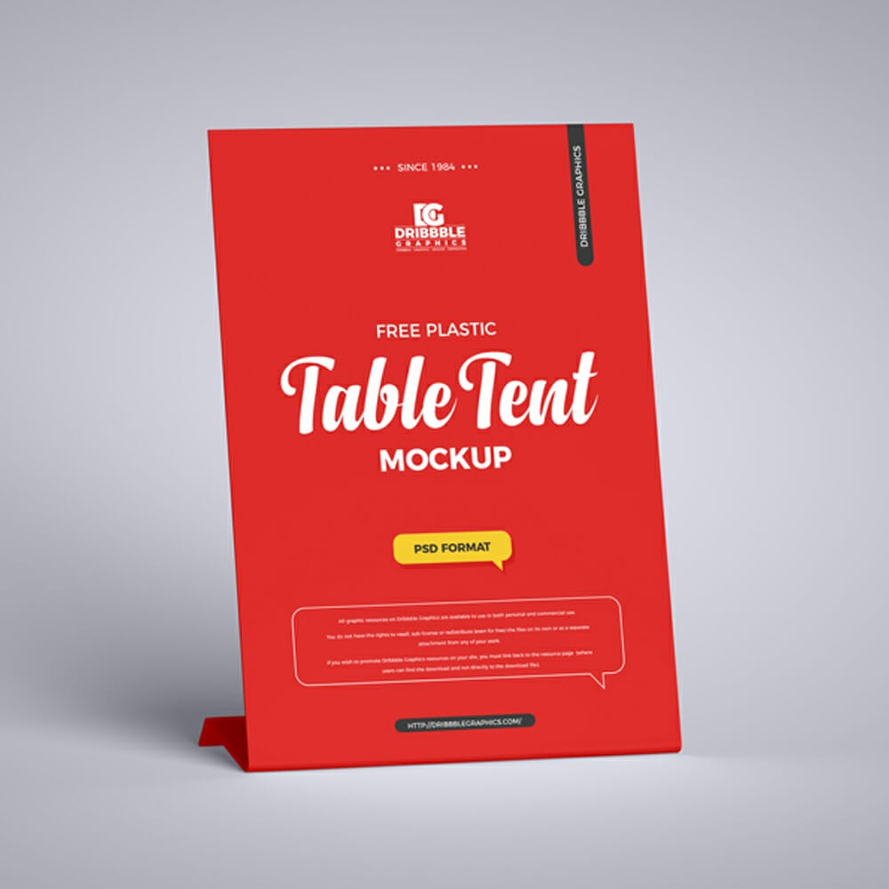 Free Plastic Table Tent Mockup