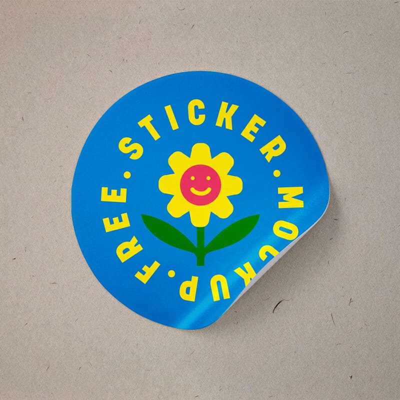 Free Rounded Peel-Off Sticker Mockup PSD