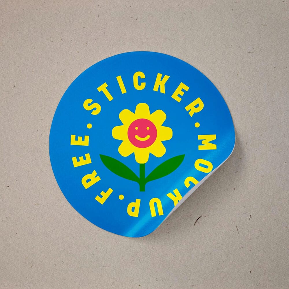 Free Rounded Peel-Off Sticker Mockup PSD