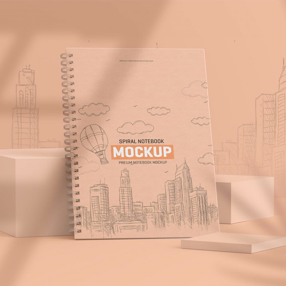 Free Spiral Notebook Mockup