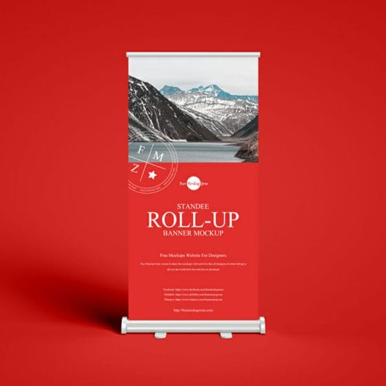 Free Standee Roll-Up Banner Mockup