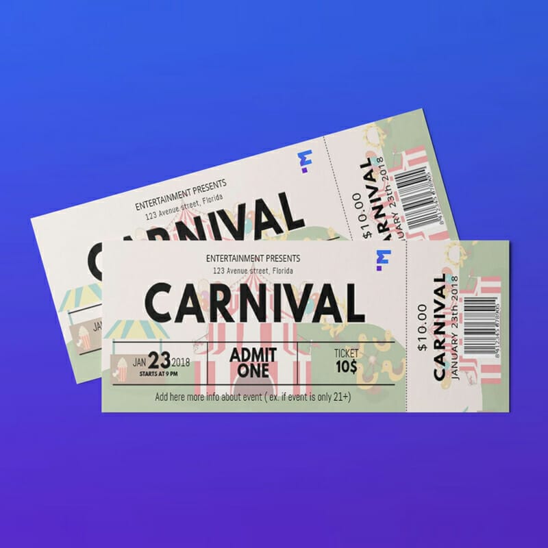 Free Ticket Design Mockup PSD