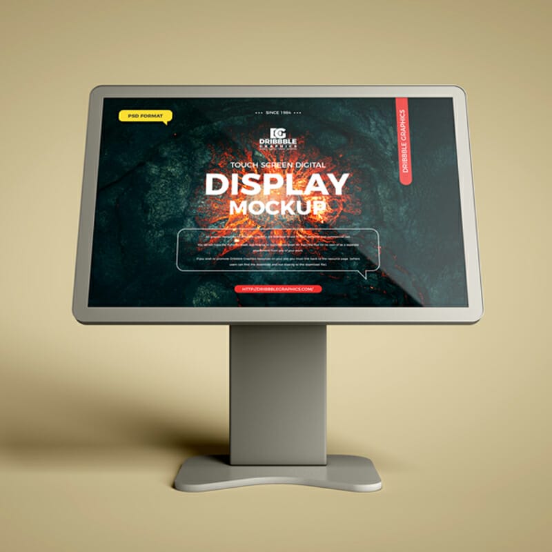 Free Touch Screen Digital Display Mockup