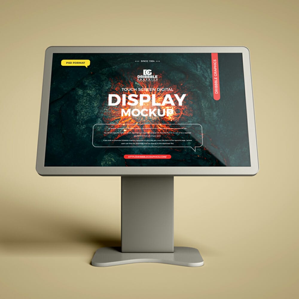 Free Touch Screen Digital Display Mockup