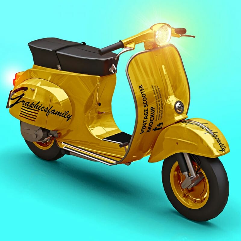Free Vintage Scooter PSD Mockup