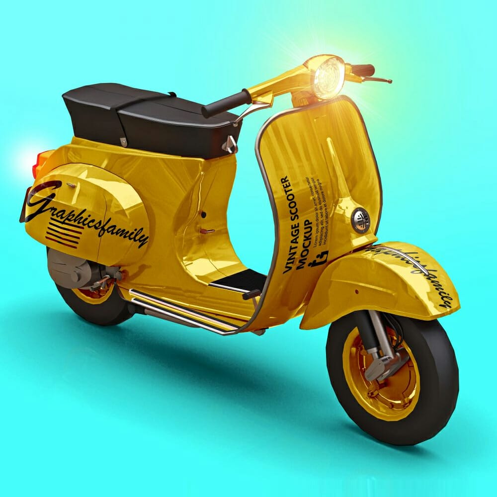 Free Vintage Scooter PSD Mockup