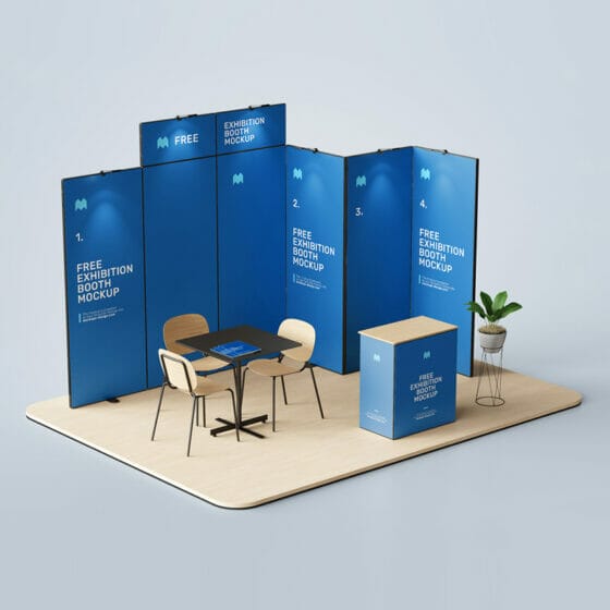 Tv display for trade show booth mockup