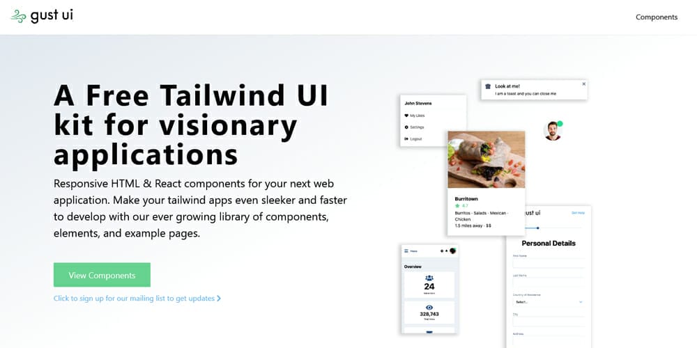 Free Tailwind CSS UI Components and Resources 3 Gust ui