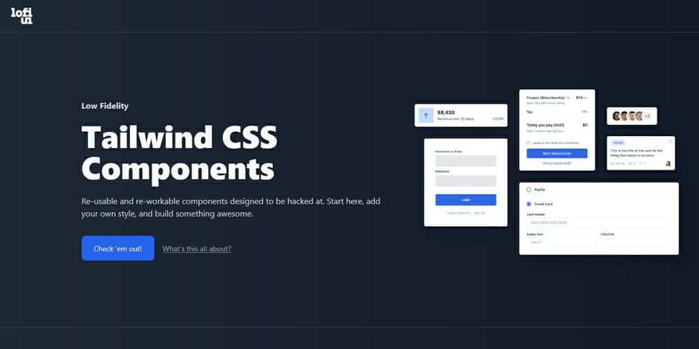 Free Tailwind CSS UI Components and Resources 5 Lofi UI
