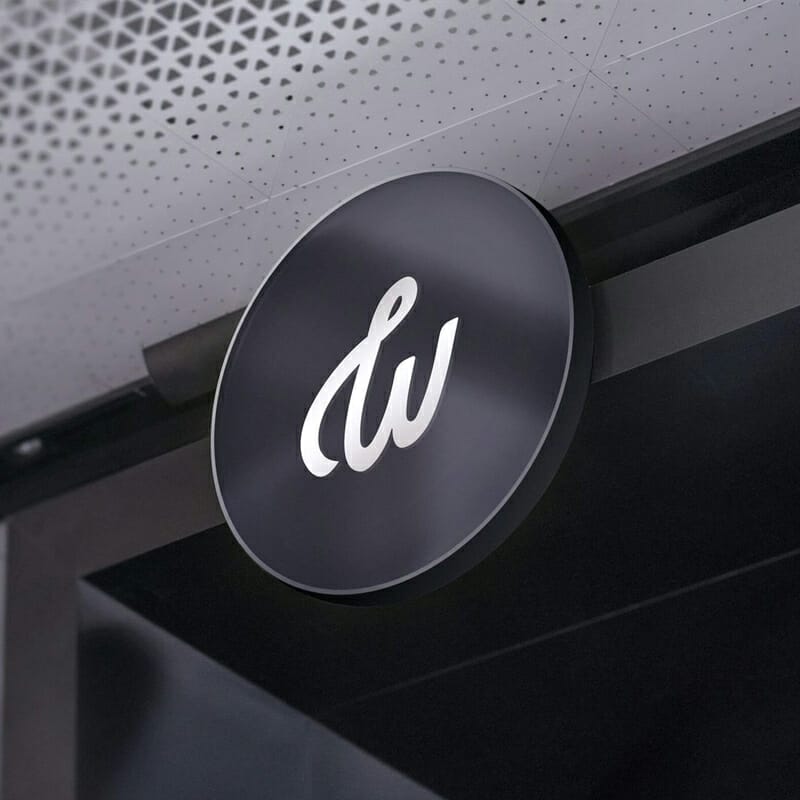 Modern Round Sign Mockup