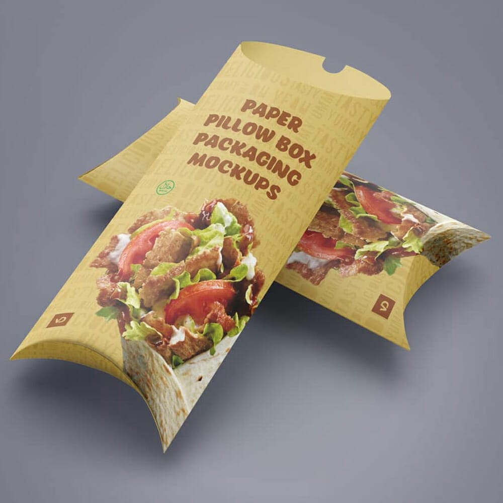 Paper Pillow Box Packaging Mockup