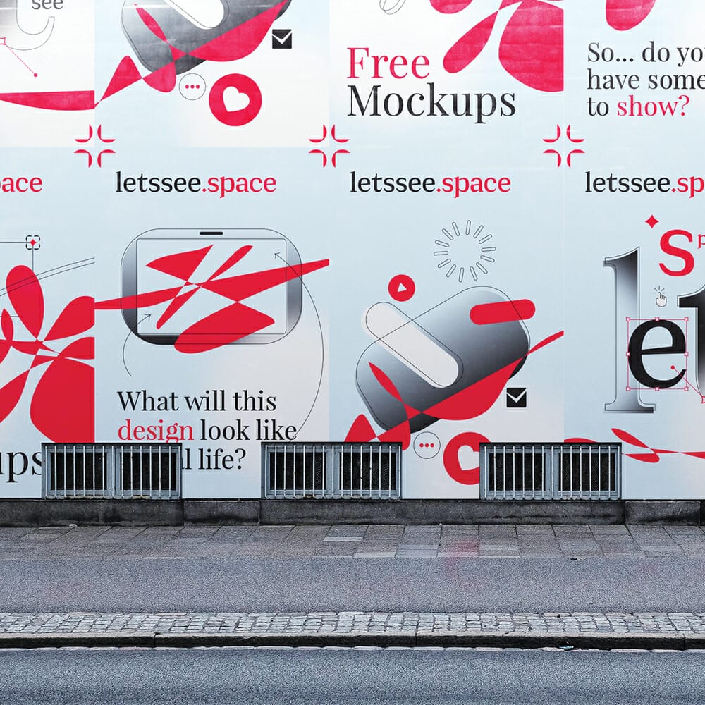 Posters On The Brick Wall Mockup