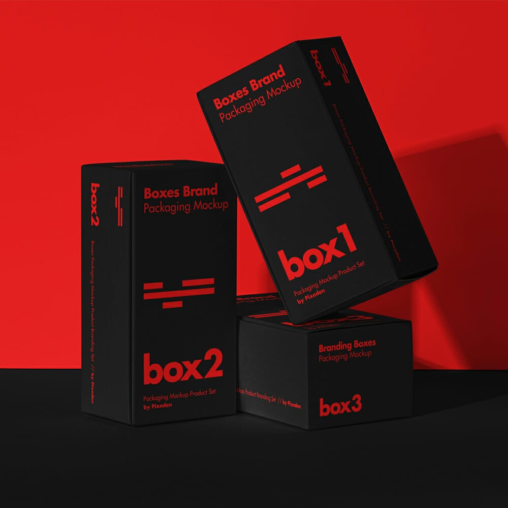 Product Packaging PSD Boxes Mockup Set