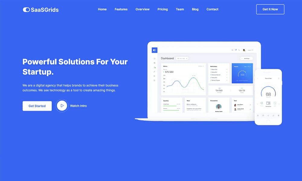 SaaSGrids – Free SaaS Landing Page Template
