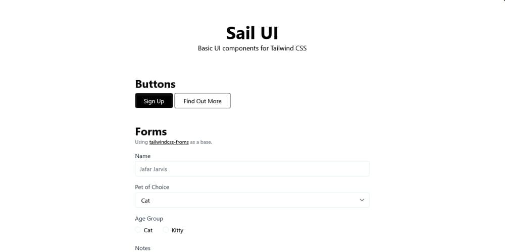 Free Tailwind CSS UI Components and Resources 12 Sail UI