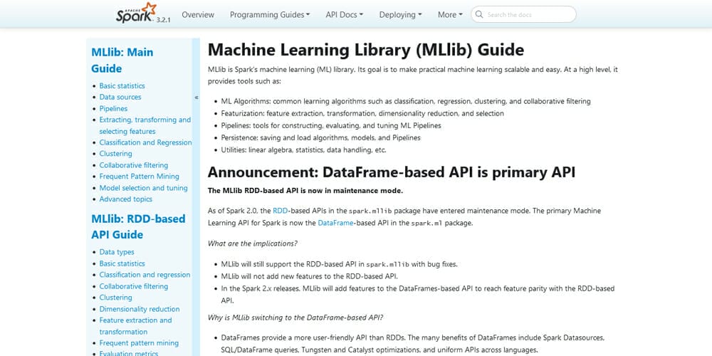 Python Libraries for Machine Learning 20 Spark ML
