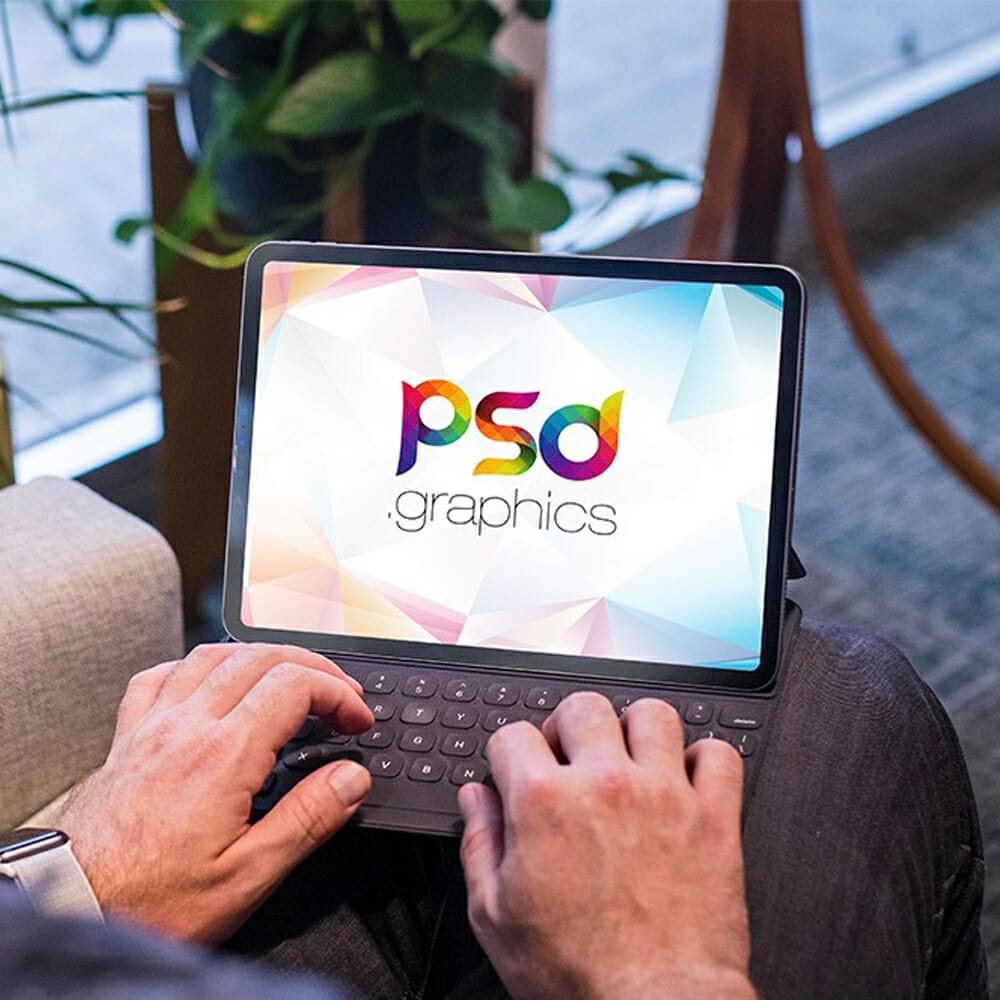 Typing on iPad Mockup