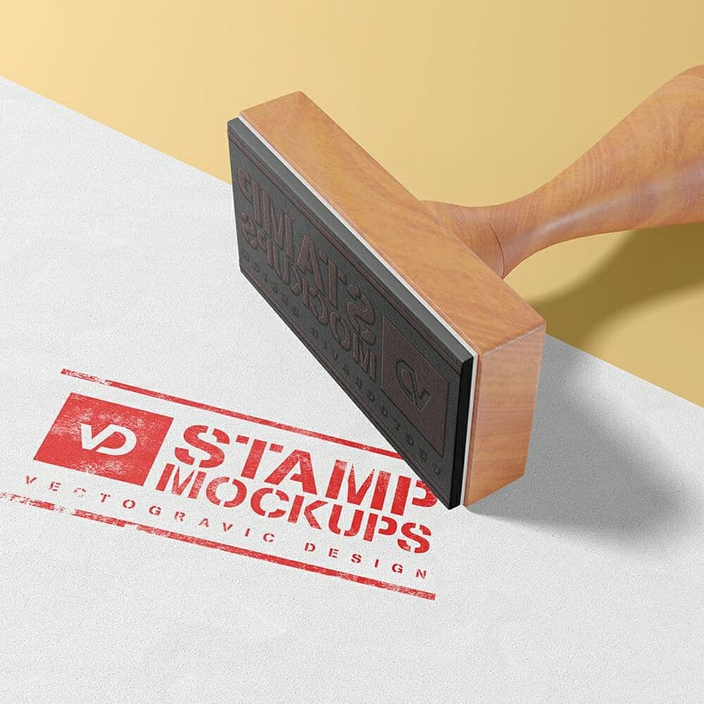 Wood Rubber Stamp Mockup