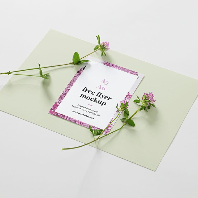 A6 Flyer With Flowers Mockup