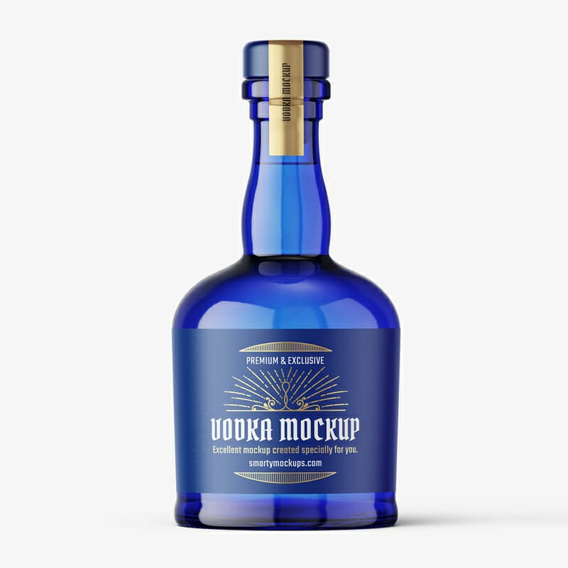 Blue Gin Bottle Mockup