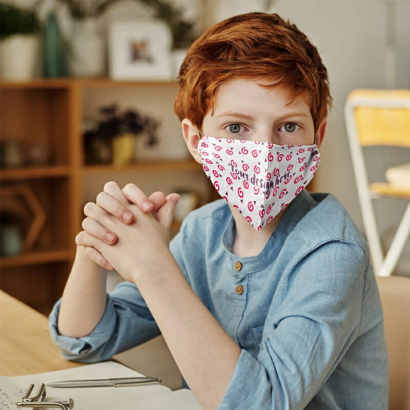 Boy Wearing Face Mask Mockup