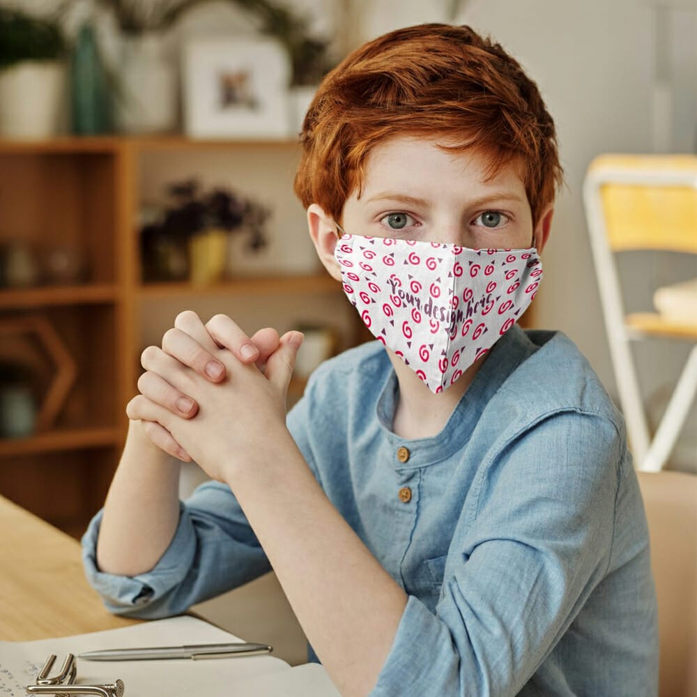 Boy Wearing Face Mask Mockup