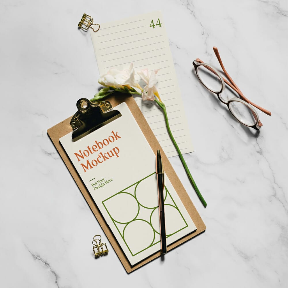 Cards with Flower PSD Mockup