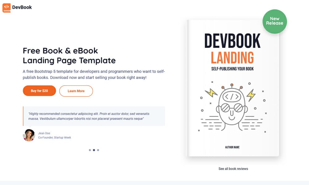 DevBook - Free Bootstrap 5 Book & eBook Landing Page Template