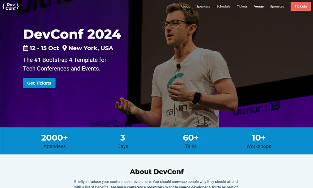 DevConf - Free Bootstrap 5 Conference Template
