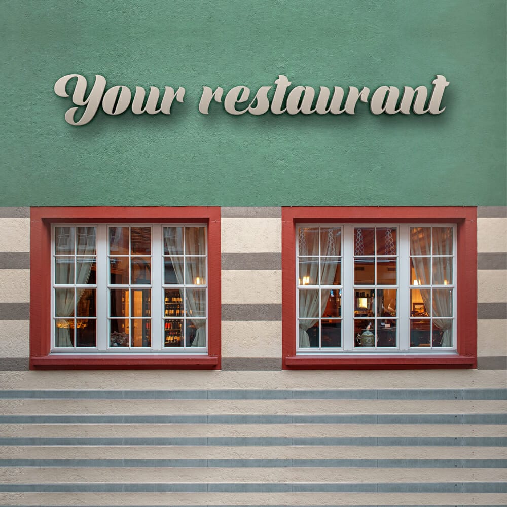 Free 3d Sign Logo Mockup on Classic Restaurant Facade